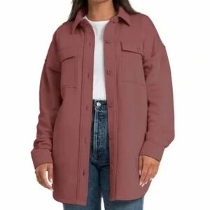 Lazypants Button Down Fall Winter Casual Feminine Fleece Shacket Size Medium